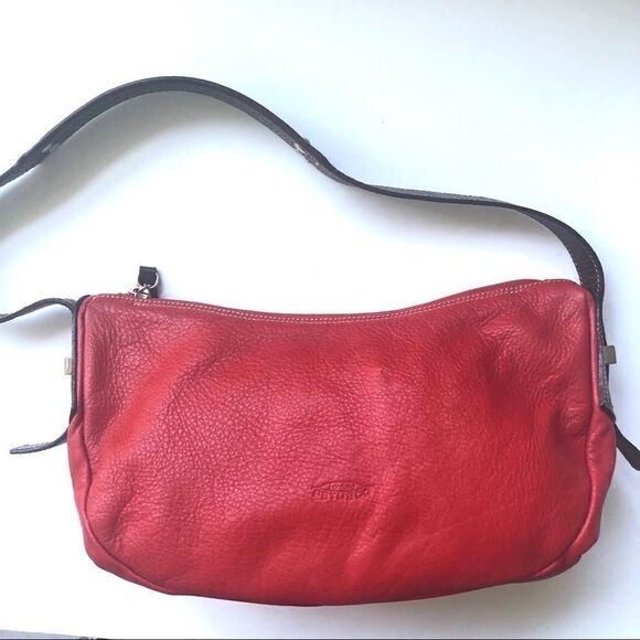PETUSCO RED LEATHER HAND/ SHOULDER BAG - Picture 1 of 8
